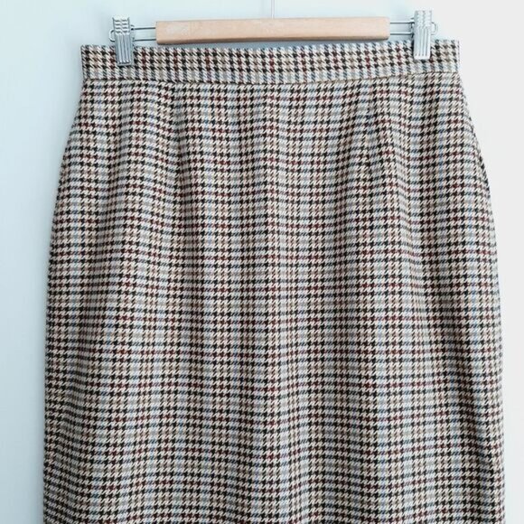 TALBOTS Classic Houndstooth Knee Length Pencil Skirt Sz 10 Flawed - Picture 4 of 13